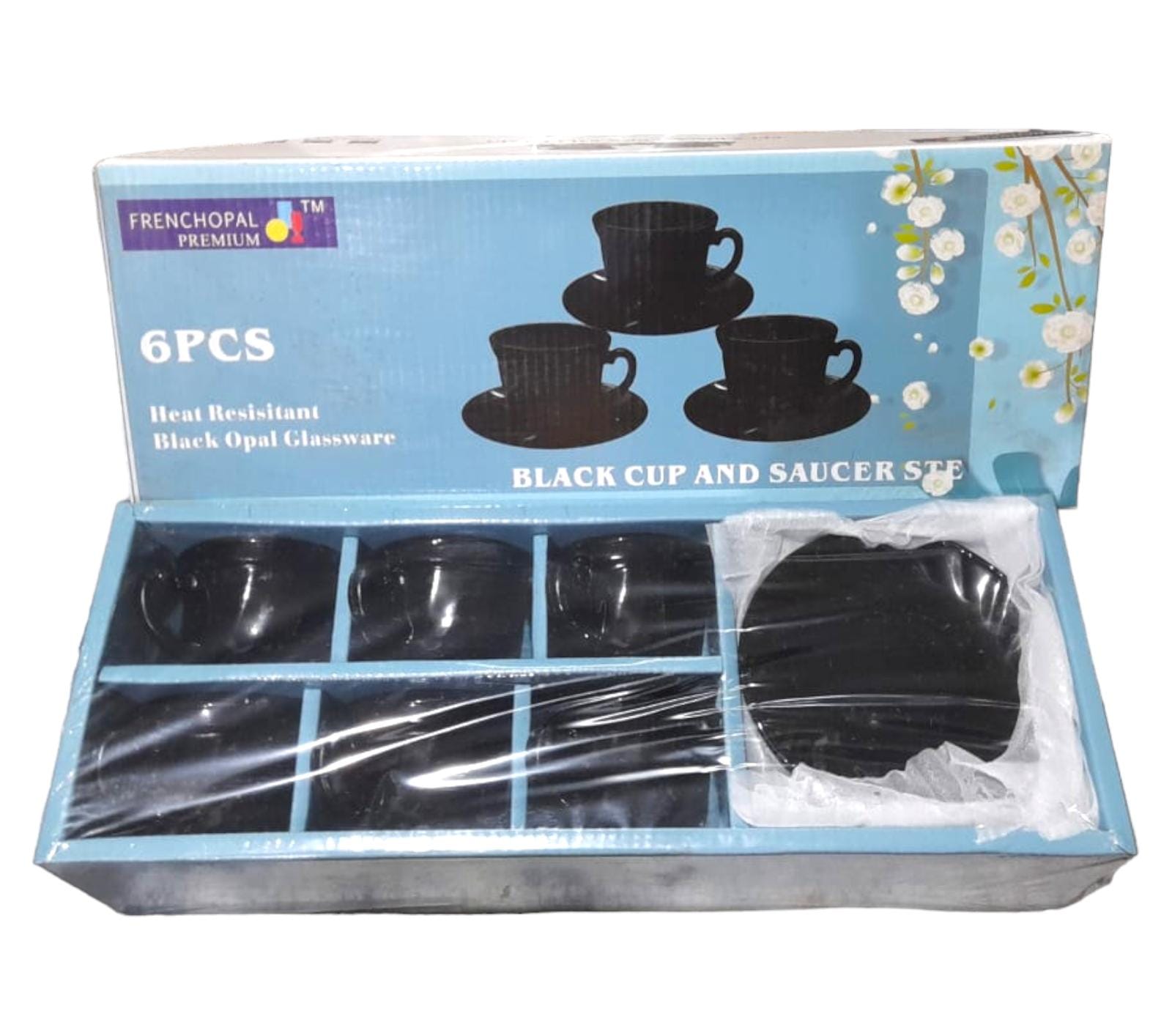 Black Cup And Saucer Ste